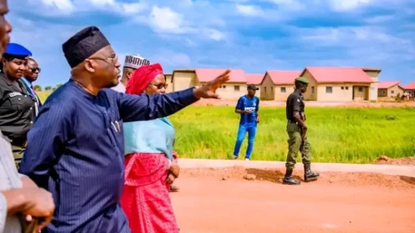 Governor Fintiri visiting the Housing project and pointing at a location